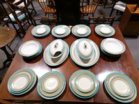 Lot 63 - Royal Worcester Vitreous dinner service, turquoise and gold colourway