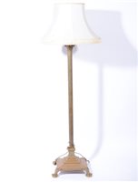 Lot 386 - Brass Corinthian column standard lamp, and a brass table lamp