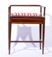 Lot 420 - Edwardian inlaid mahogany piano stool