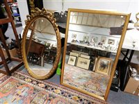 Lot 358 - Large gilt framed oval mirror and another modern rectangular mirror