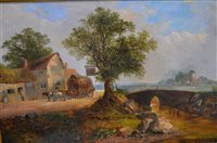 Lot 299 - English School, The Royal Oak, a landscape, oil on canvas