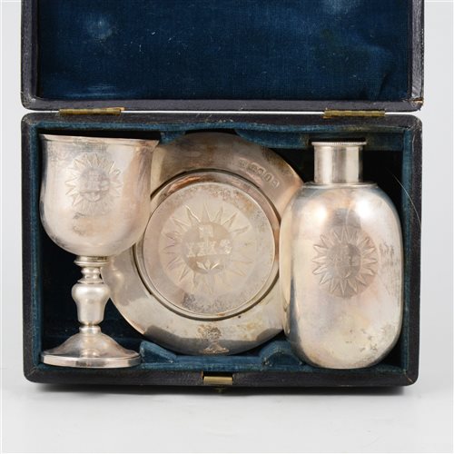 Lot 125 - George IV silver three-piece Communion set, by Rebecca Eames and Edward Barnard, London, 1825-26.