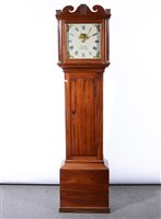 Lot 386 - A long case 30-hour clock, signed B. Ellis, Woodbridge