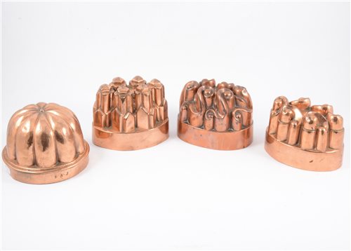 Lot 110 - Benham & Froud copper jelly mould and four others, (5).