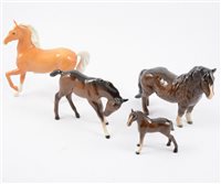 Lot 91 - Six Beswick and Melba ware horses, a Wade Beneagles decanter and Wade tortoise and trough. (11)