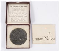 Lot 228 - A British propaganda medal to commemorate the Geman sinking of RMS Lusitania, May 7th 1915 with original box and leaflet.