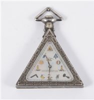 Lot 220 - An early 20th Century Masonic pocket watch of triangular form