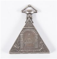 Lot 220 - An early 20th Century Masonic pocket watch of triangular form
