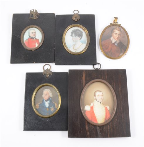 Lot 102 - English School, 19th Century, miniature portrait of a military officer
