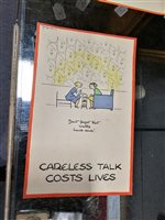 Lot 194 - A set of eight wartime posters "Careless Talk Costs Lives" by Fougasse (Cyril Kenneth Bird), bordered in red, each 32cm x 20.5cm