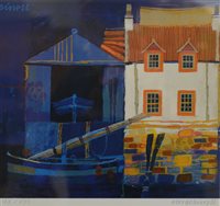 Lot 290 - After George Birrell, boat house, colour print, signed, from an edition of 875, 28x30cm, and after Richard Spare,  Two for tea, colour print, signed, from an edition of 150, 34x34, (2).