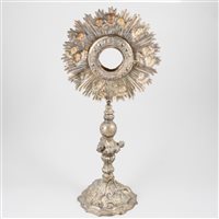 Lot 19 - Continental white metal monstrance possibly Austro-Hungarian, 19th century.