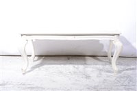 Lot 398 - A white painted coffee table with inset marble top.