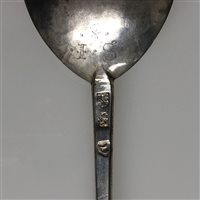 Lot 142 - Charles I silver Apostle spoon, maker's mark RC with three pellets over and a star under, London, 1637.