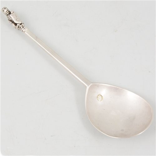 Lot 145 - James I silver Lion sejant spoon, maker's mark mullet over annulet, London, possibly 1620.