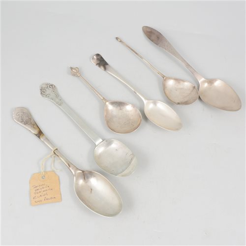 Lot 51 - German silver tablespoon, ascribed to Johann Heinrich Freiderich, Elbing; and five others.