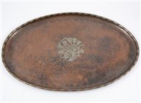 Lot 175 - An Arts and Crafts copper tray by Hugh Wallis