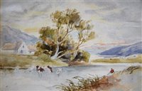 Lot 307 - Attributed to Sir Alfred East, sketch landscape, pencil and watercolour