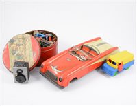 Lot 134 - Selection of vintage plastic and tin-plate toys, including examples by Rosebud,.