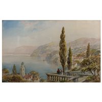 Lot 343 - Andrea Vasari, Lake Garda, signed, watercolour, 26cm x 37cm.