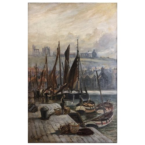 Lot 307 - John Syer, Harbour at Whitby, a pair of oil on canvases