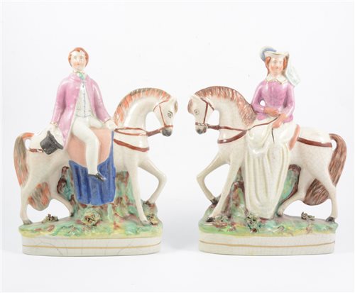 Lot 22 - A pair of Victorian Staffordshire pottery figures, the Prince and Princess of Wales