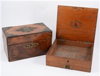 Lot 176 - Victorian figured walnut tea caddy, and an Artist's paints box