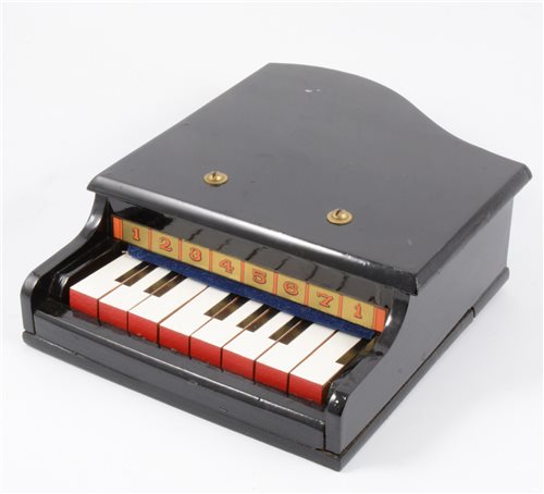 Lot 156 - A Mini piano and xylophone, together with a vintage umbrella