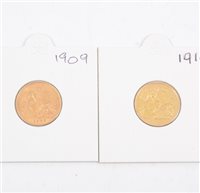 Lot 262 - Two Half Sovereigns - Edward VII 1909, 1910. (2)