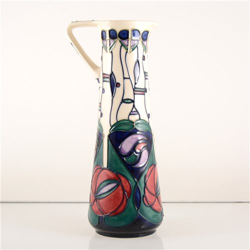 Lot 548 - A Moorcroft Pottery ewer, ‘Tribute to Charles Rennie Mackintosh’ designed by Rachel Bishop.
