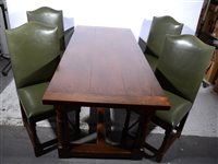 Lot 399 - Oak dining suite, including table, chairs, sideboard and serving table.