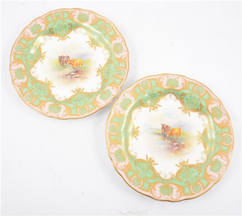 Lot 75 - Two Royal Worcester cabinet plates decorated by E. Townsend.