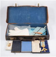 Lot 171 - A case of Masonic related items, including a  9ct jewel marked Concord Lodge