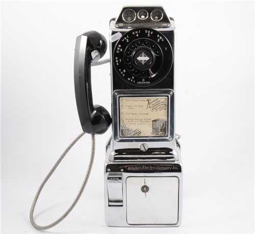 Lot 138 - American nickel plated 3-slot wall telephone, by Western Electric Company Inc