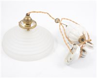 Lot 105 - Rise and fall ceiling light, ceramic weight