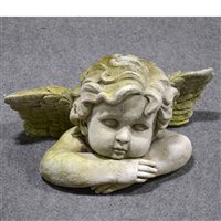 Lot 492 - Concrete figure of a cherub, and another architectural fragment