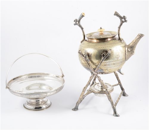 Lot 173 - Silver plated spirit kettle