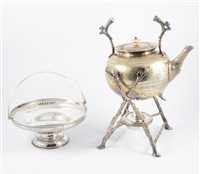 Lot 173 - Silver plated spirit kettle