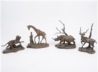 Lot 174 - A set of six Franklin Mint bronze animal figures
