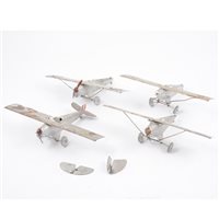 Lot 86 - Britains Toys, four early aircraft cast metal and tin plate models, all (af), wingspan 21.5cm, (4).