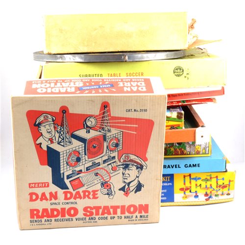 Lot 138 - Dan Dare Radio Station (no hand sets) by Merit toys, and other board games and toys, including Waddingtons Go, Subbuteo, Spirograph, dart board etc.
