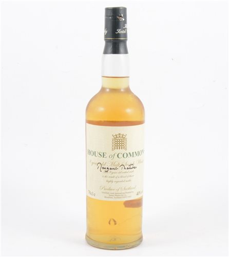 Lot 186 - Whisky - House of Commons, 8 year Old Malt Scotch Whisky signed on the label by Margaret Thatcher, by James Martin & Co.
