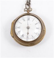 Lot 256 - A pair cased pocket watch by John Holmes, 18mm white enamel dial with a Roman numeral chapter ring
