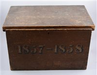 Lot 225 - Victorian stained pine cleric's box, dated 1857-1858