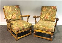 Lot 375 - Pair of Ercol armchairs, Old Tudor design