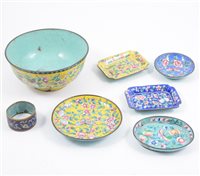 Lot 218 - Small collection of cloisonné bowls and dishes
