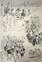 Lot 350 - After Harry Furniss, sketches at the Eton and Harrow cricket match, ...