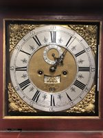 Lot 222 - Peter Walker, London, a red-ground chinoiserie decorated longcase clock