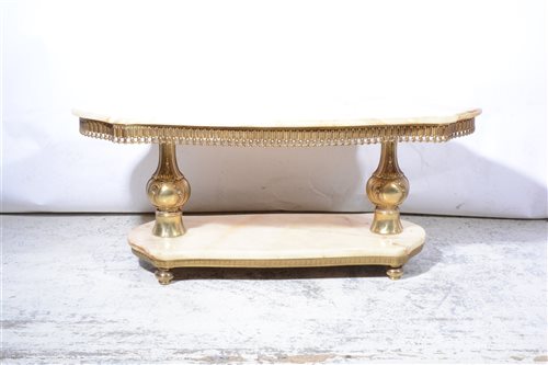Lot 352 - A brass and onyx coffee table