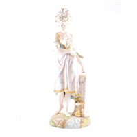 Lot 266 - Large French painted parian figure of a girl, circa 1900